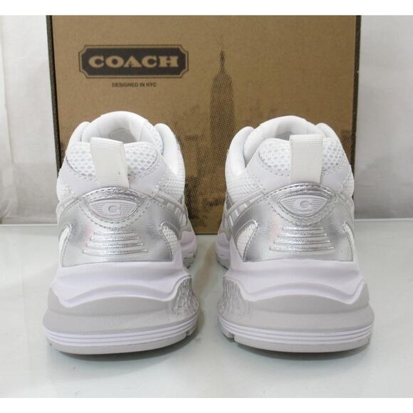 Women's Coach Mesh Sneaker Lace Up C Signature Light Grey / Optic White - Picture 8 of 10